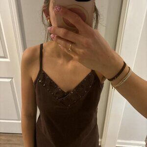 Brown Sequin Cami Top Glam 817 D